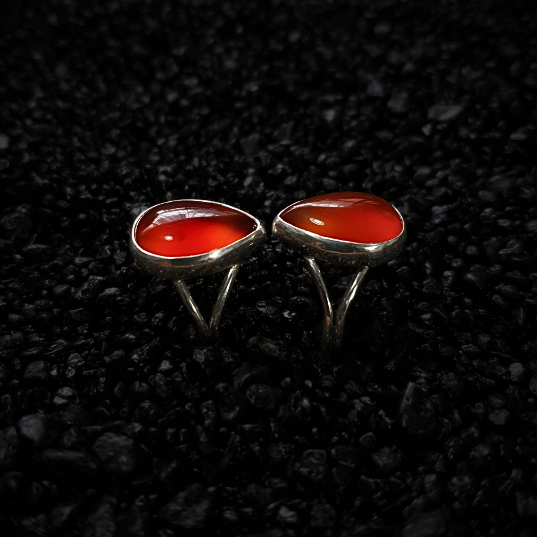 Carnelian Teardrop Rings