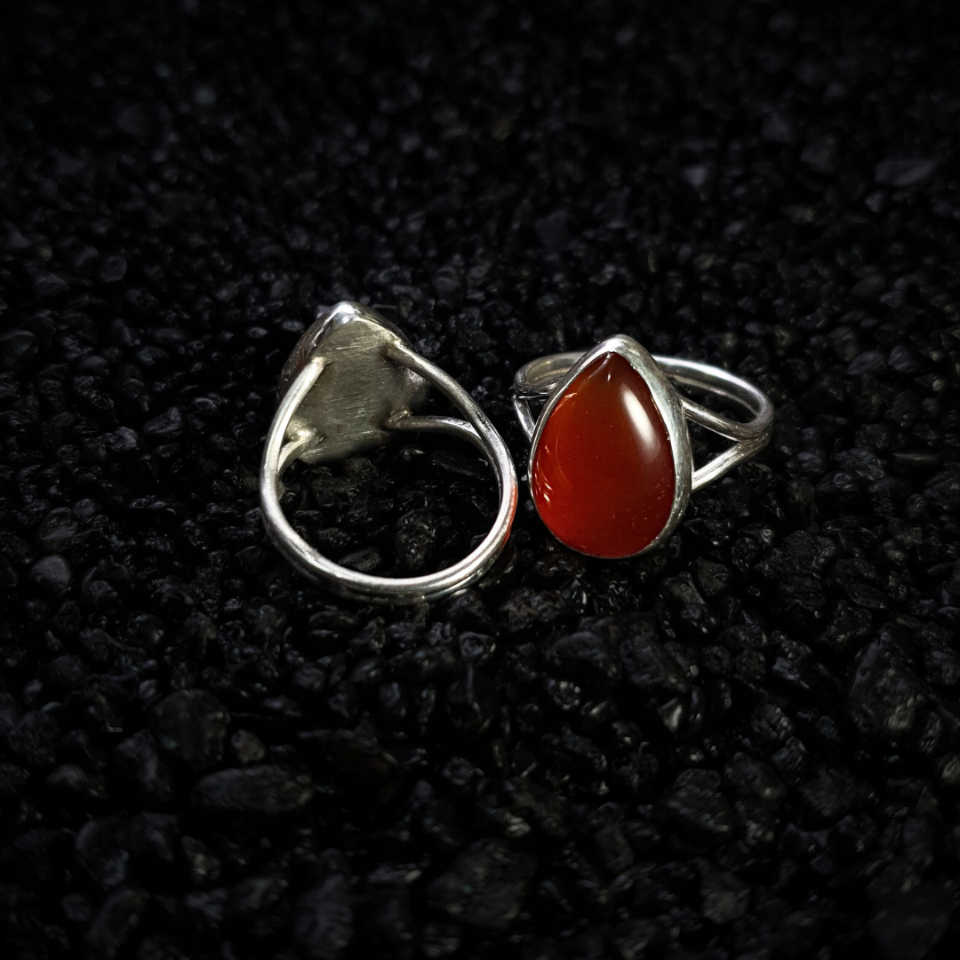 Carnelian Teardrop Rings