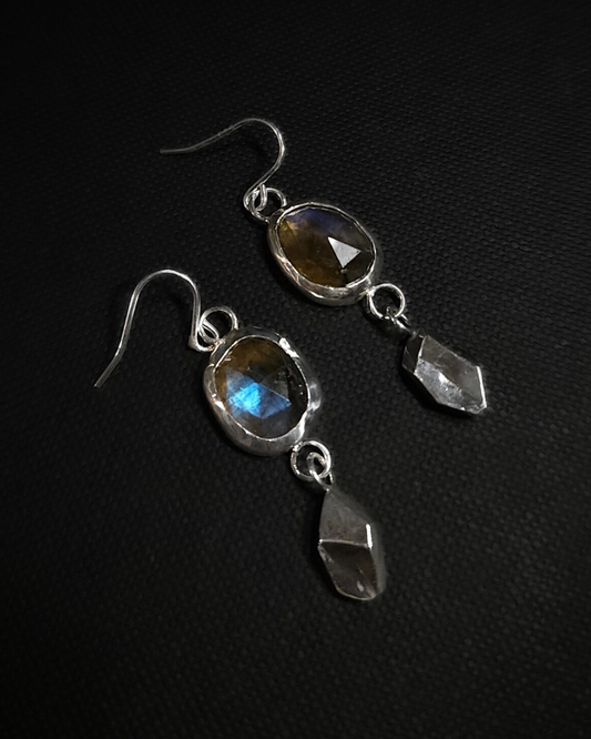 Labradorite & Ore Earrings