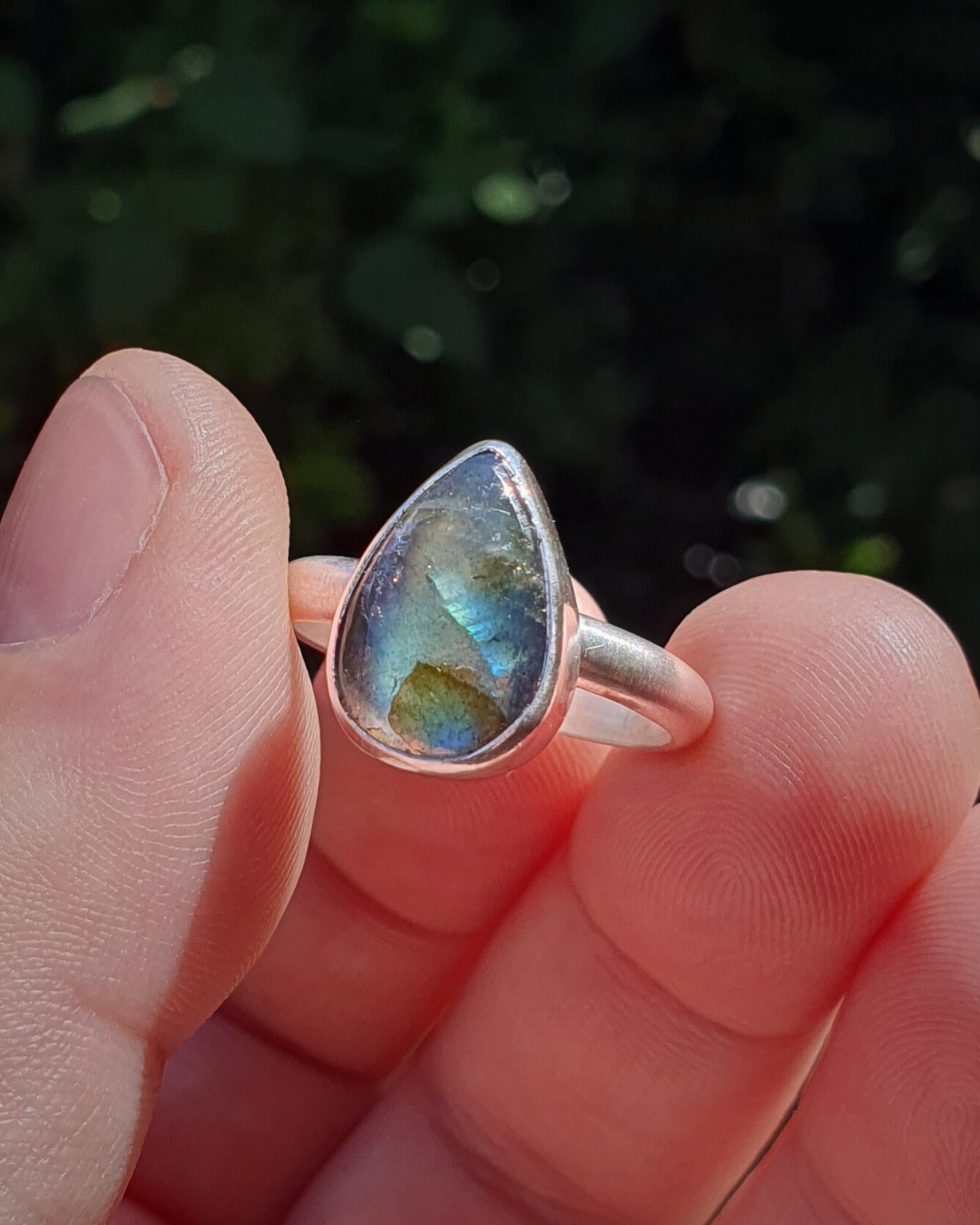 Labradorite Teardrop Ring - Size S