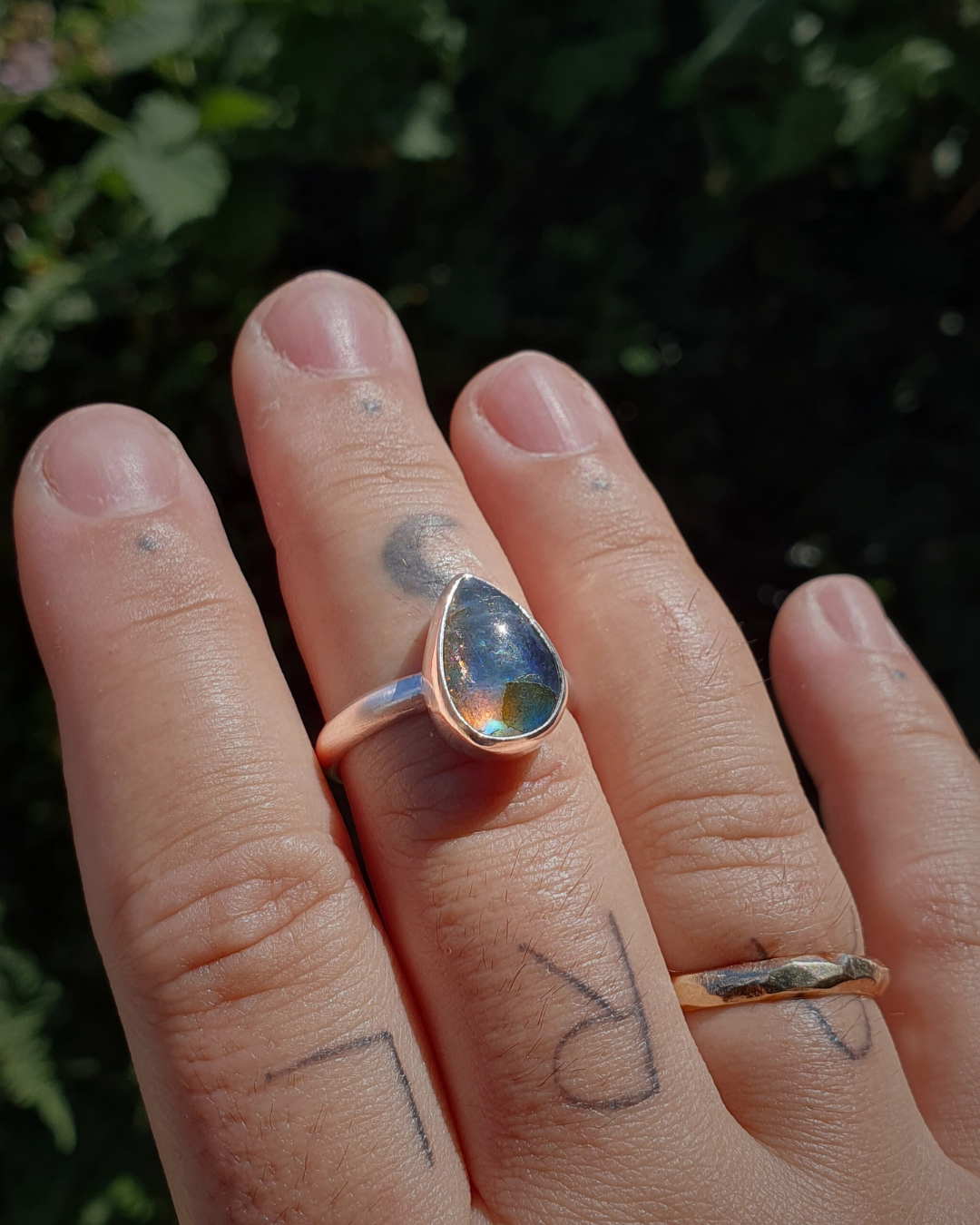 Labradorite Teardrop Ring - Size S