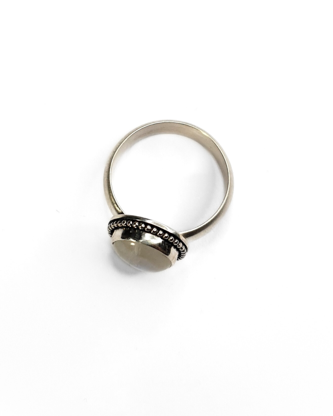 Beaded Rainbow Moonstone Ring - Size Q 1/2