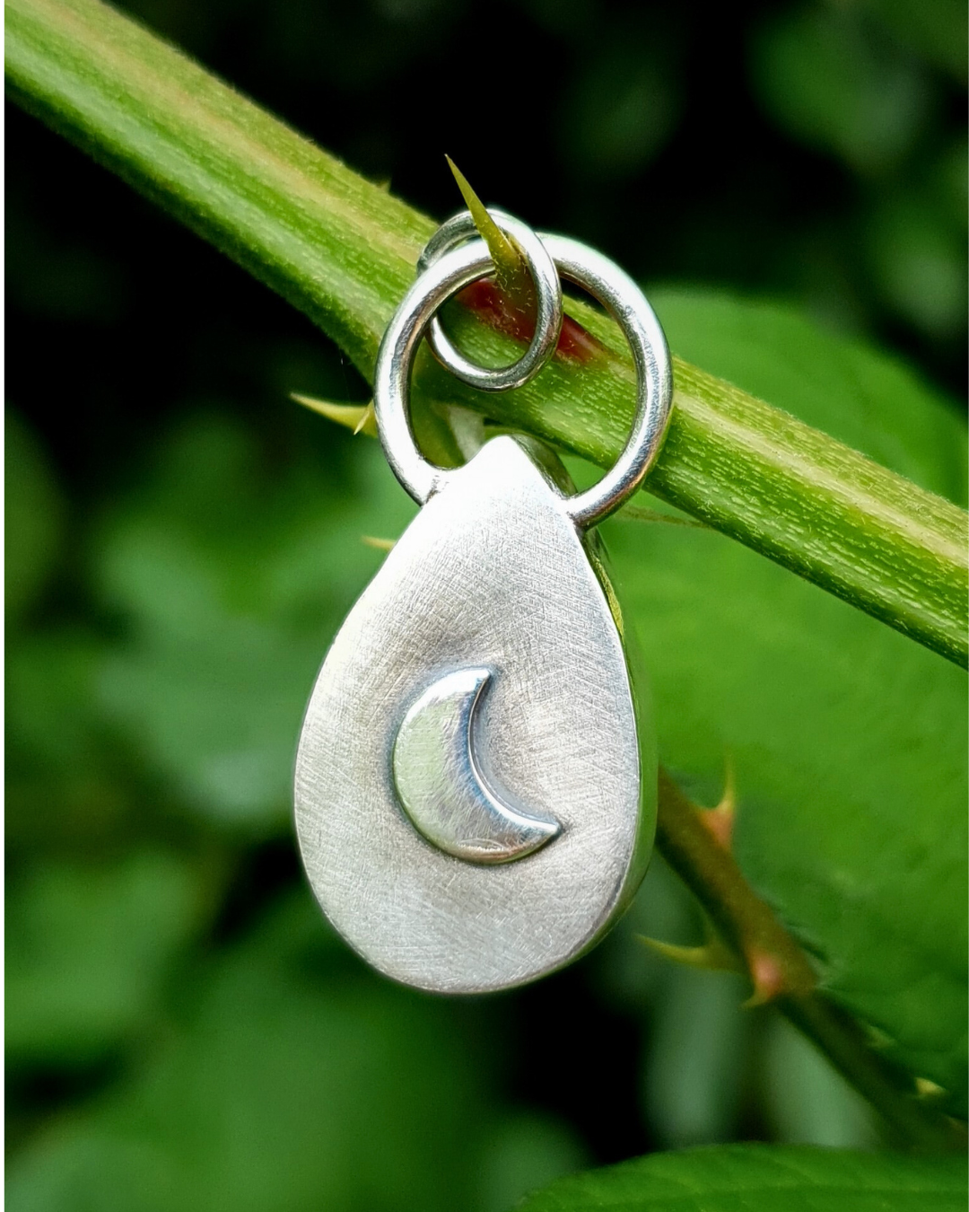 Rainbow Moonstone Crescent Pendant
