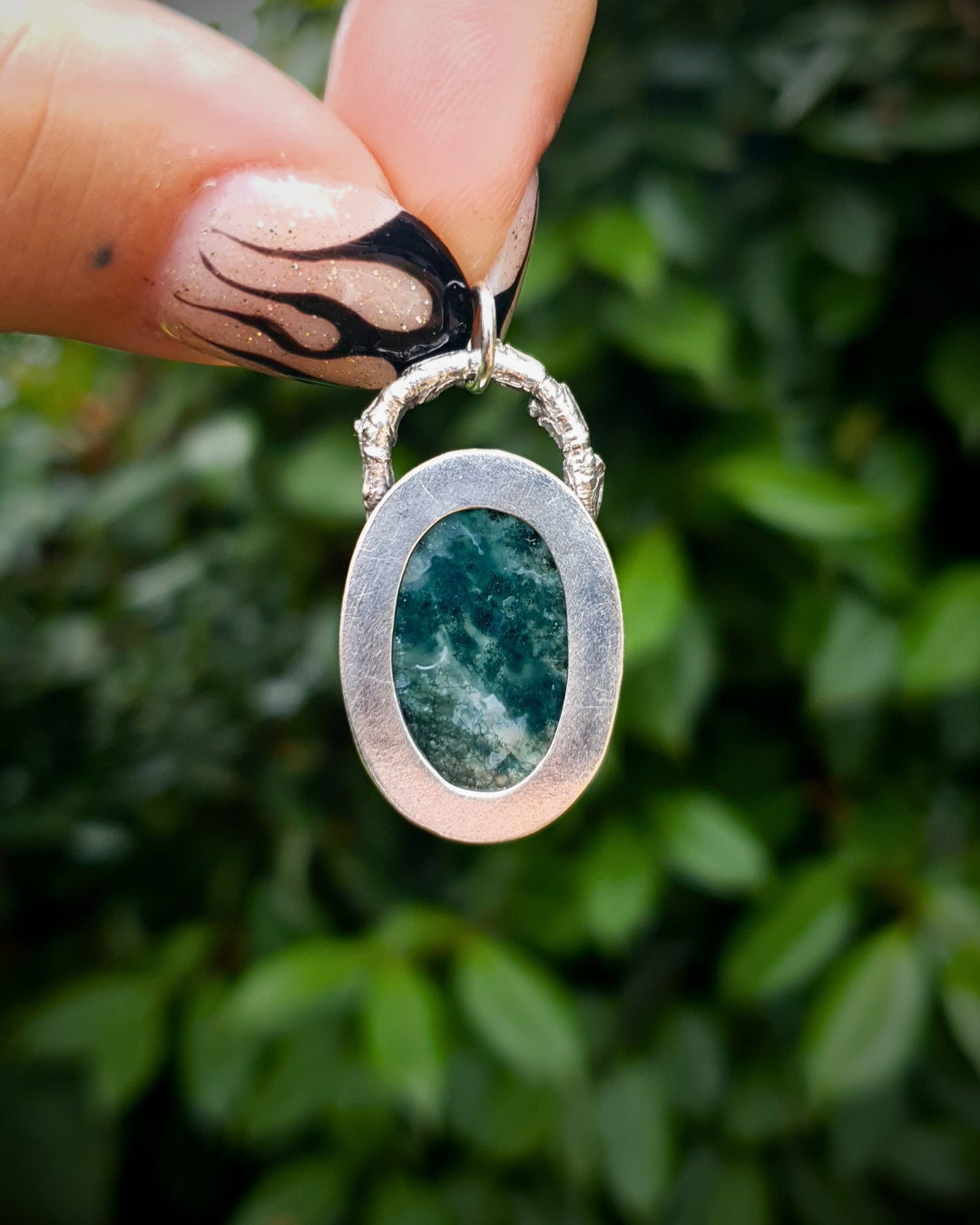 Oval Moss Agate Woodland Pendant