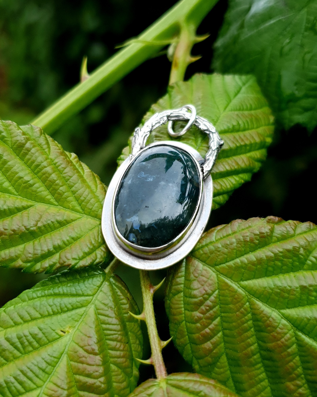 Oval Moss Agate Woodland Pendant