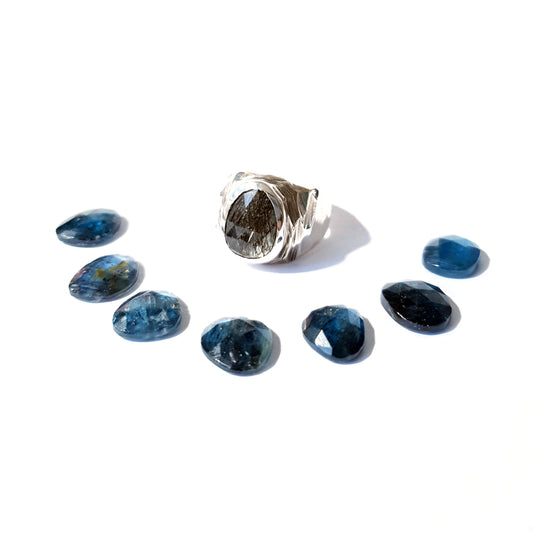 Blue Kyanite Ore Signet Ring