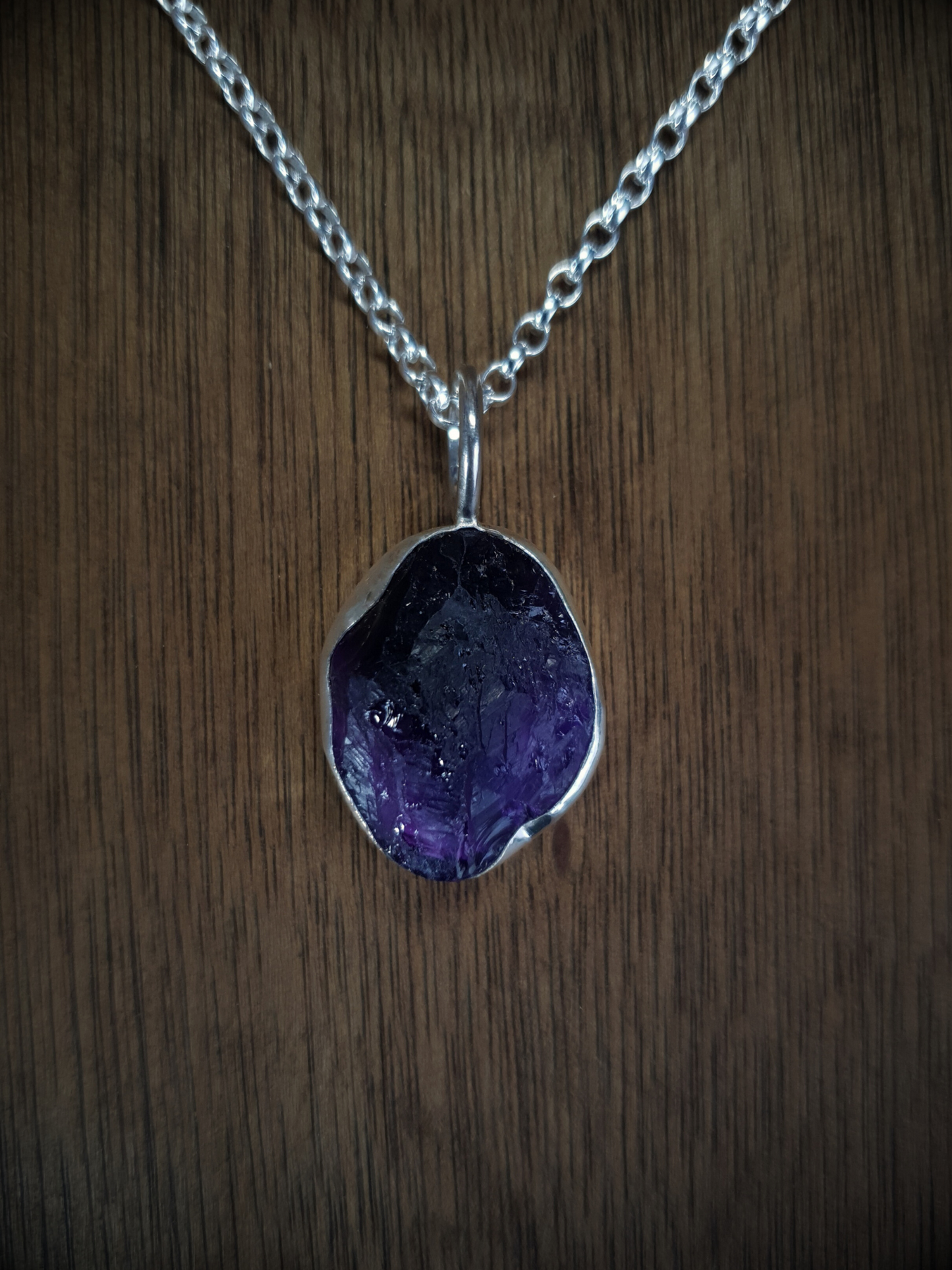 Chunky Rough Cut Amethyst Necklace