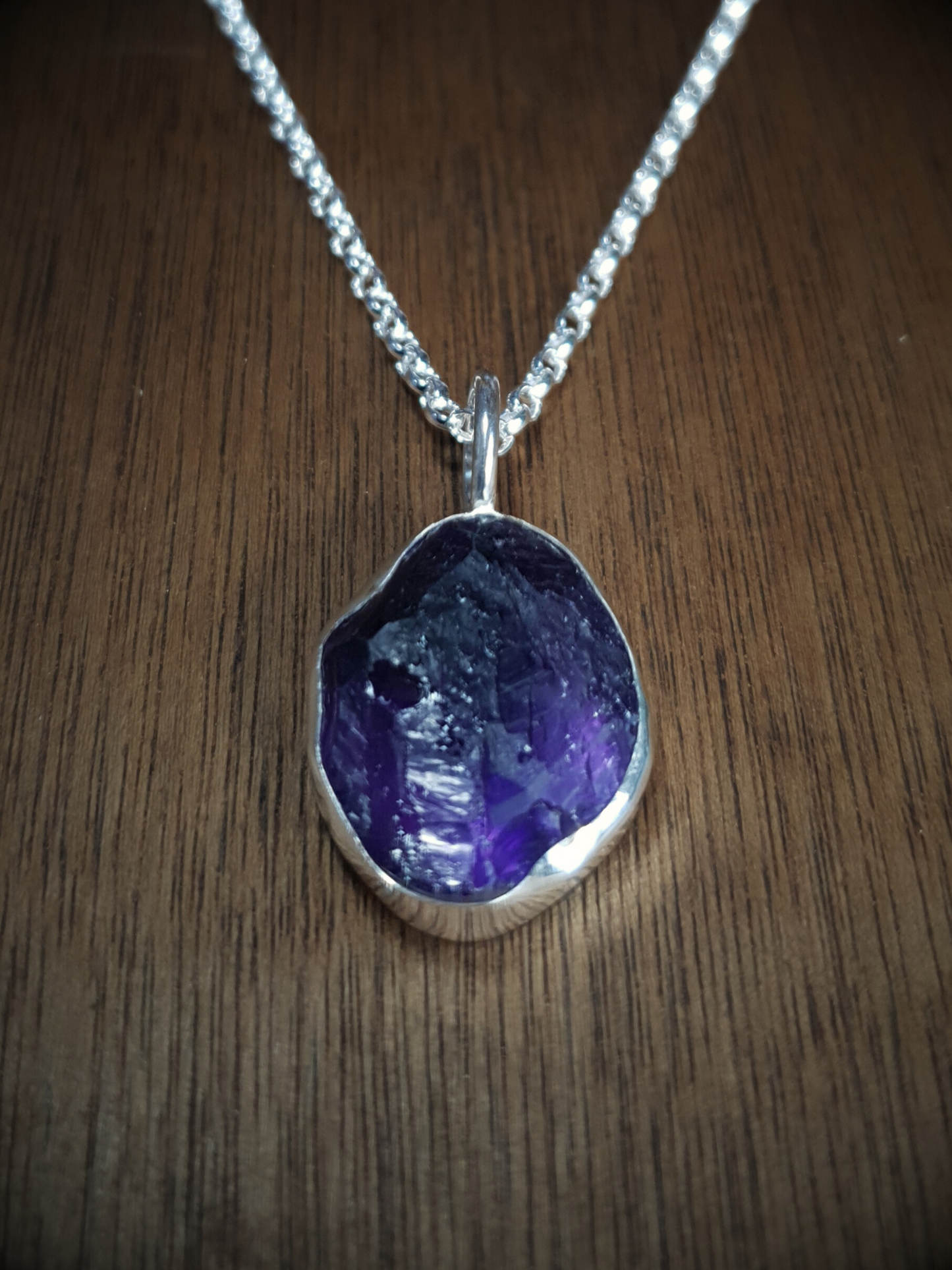 Chunky Rough Cut Amethyst Necklace