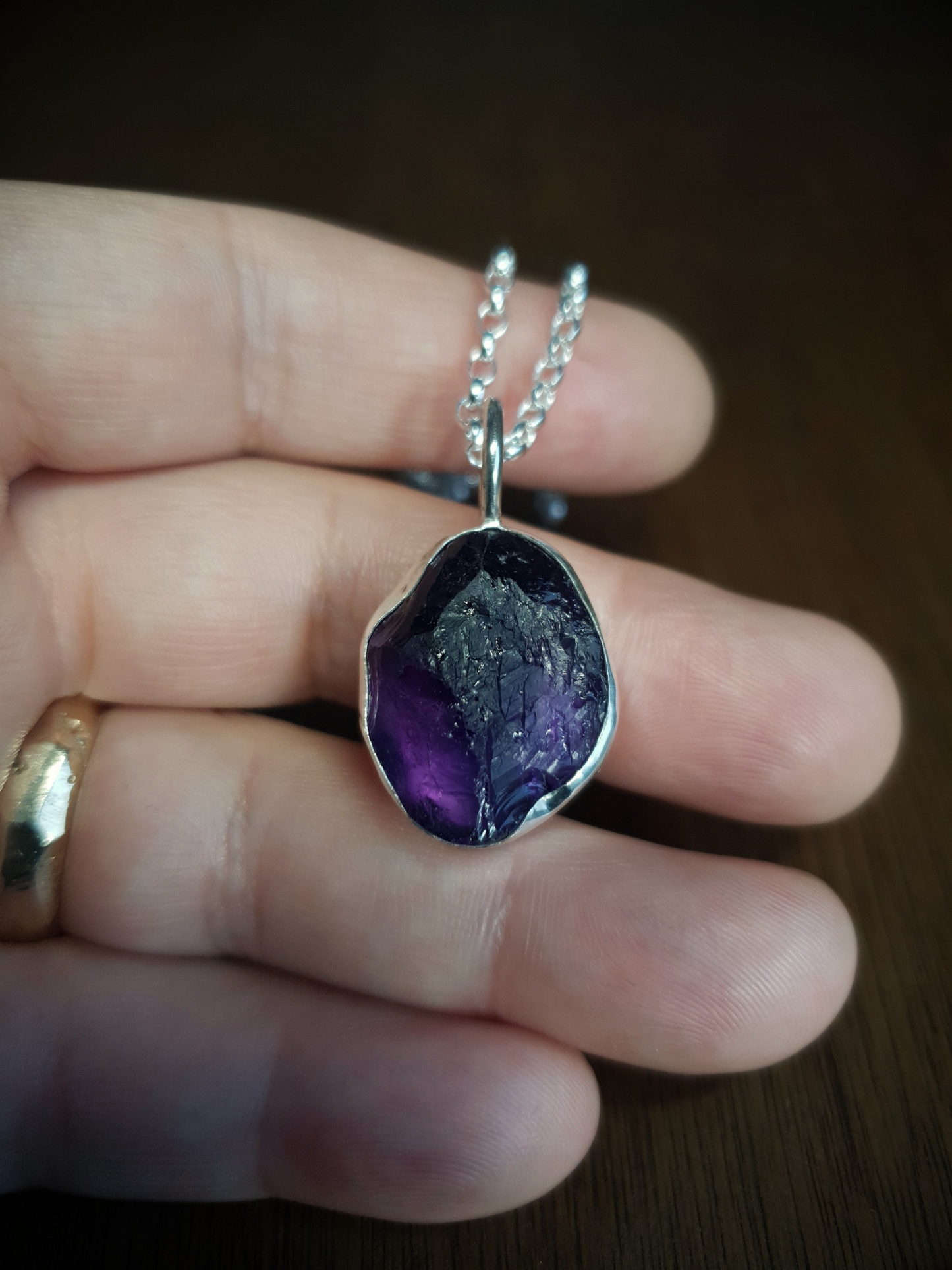 Chunky Rough Cut Amethyst Necklace