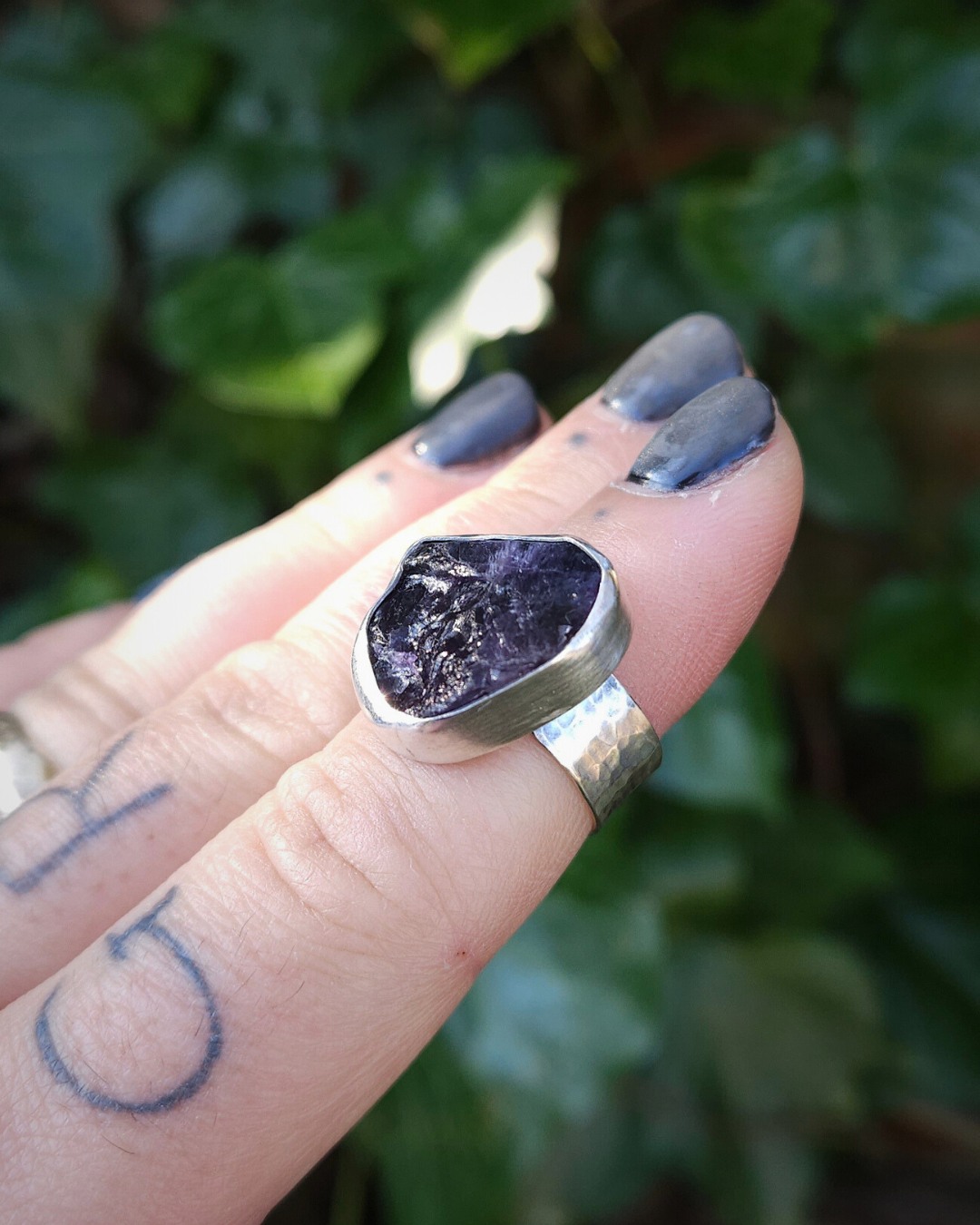 Chunky Rough Cut Amethyst Ring