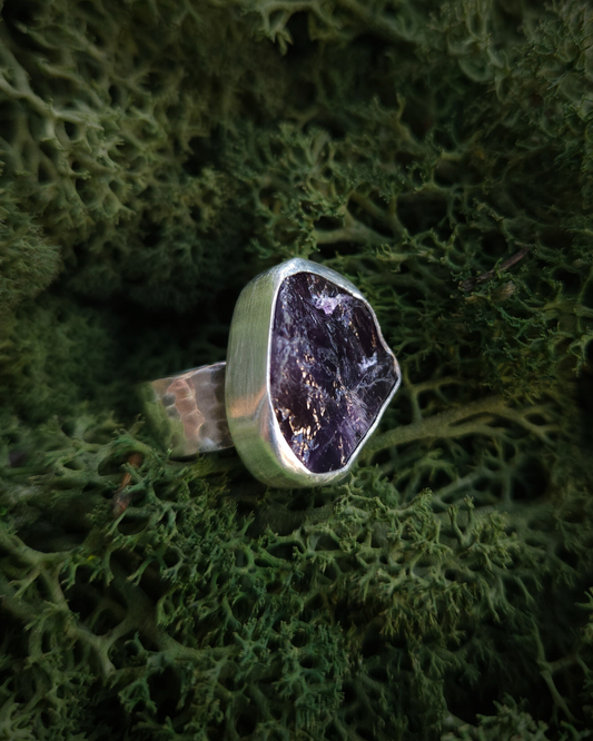 Chunky Rough Cut Amethyst Ring