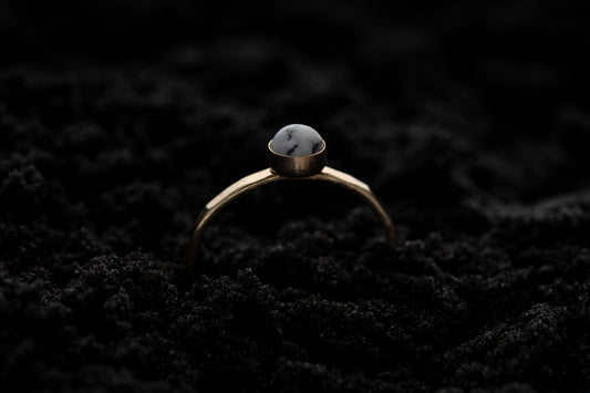 Dendritic Agate Stacking Ring - Gold