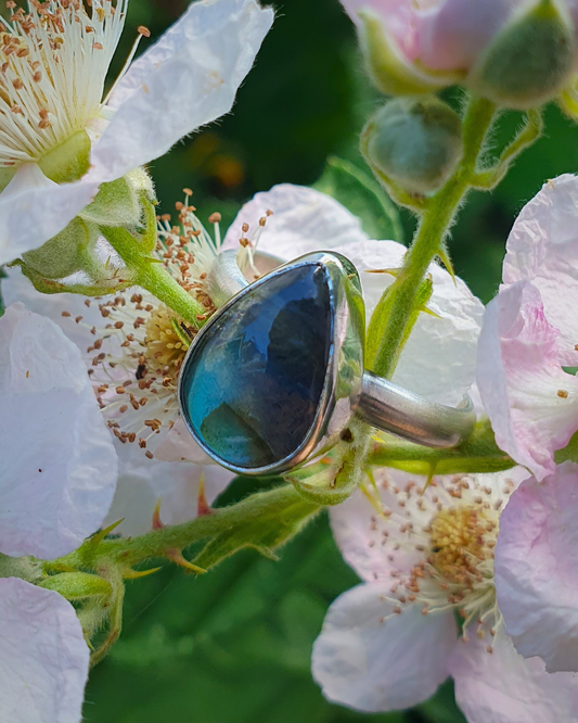 Labradorite Teardrop Ring - Size S