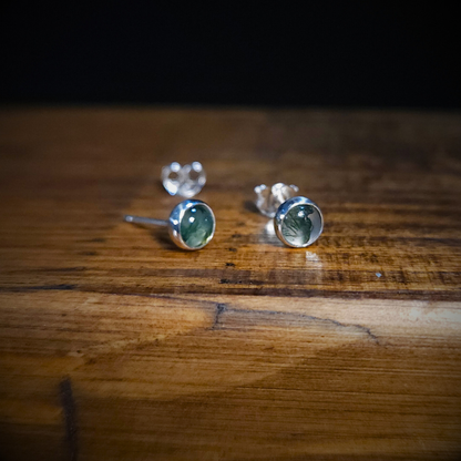 Moss Agate Stud Earrings (5mm)