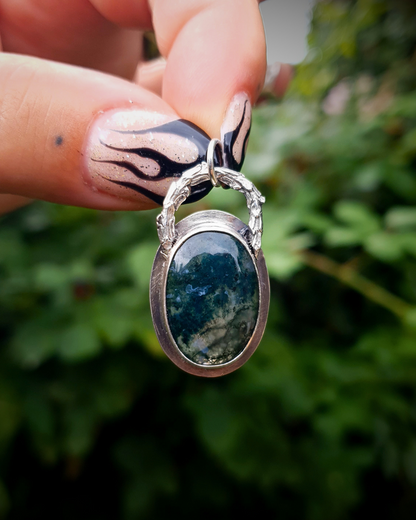 Oval Moss Agate Woodland Pendant