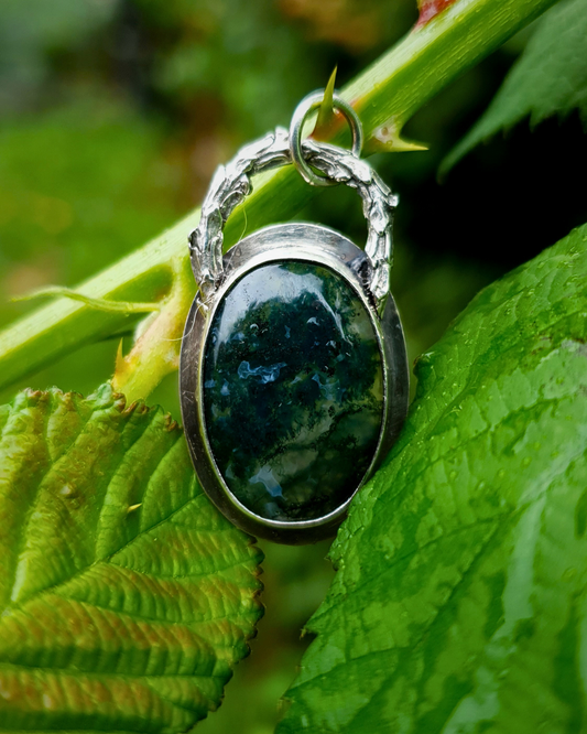 Oval Moss Agate Woodland Pendant
