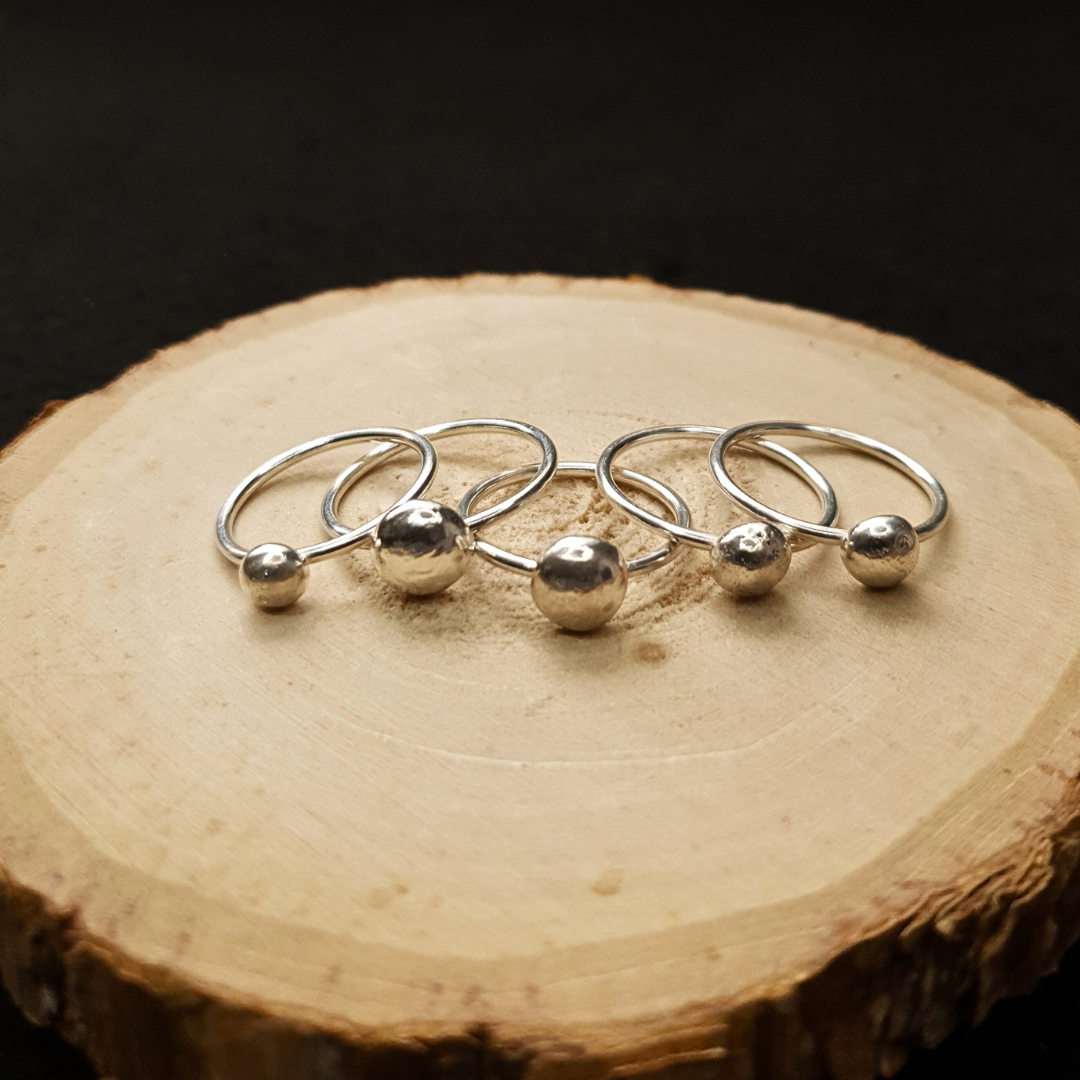 Recycled Silver Pebble Rings