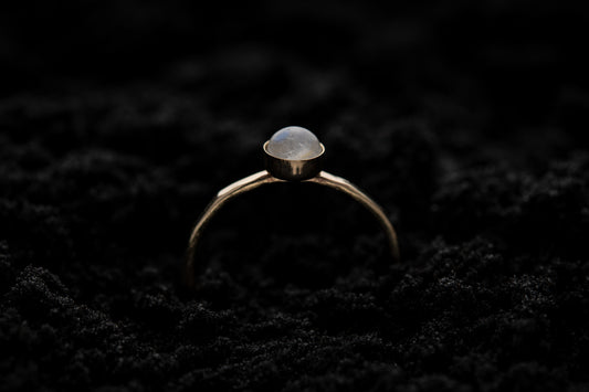 Rainbow Moonstone Stacking Ring - Gold