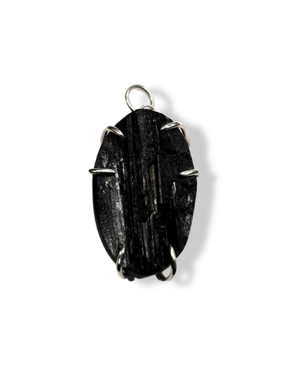 Black Tourmaline Oval Claw Pendant