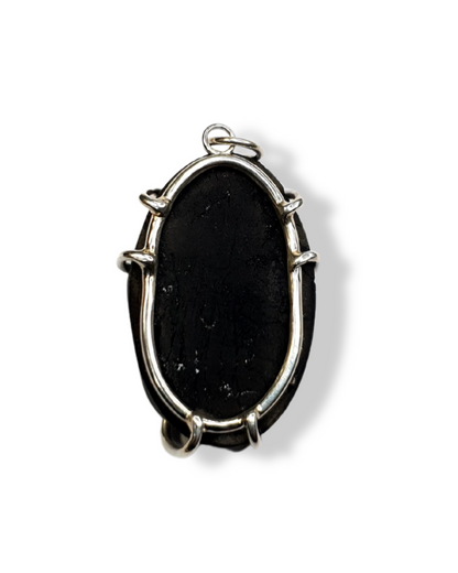 Black Tourmaline Oval Claw Pendant