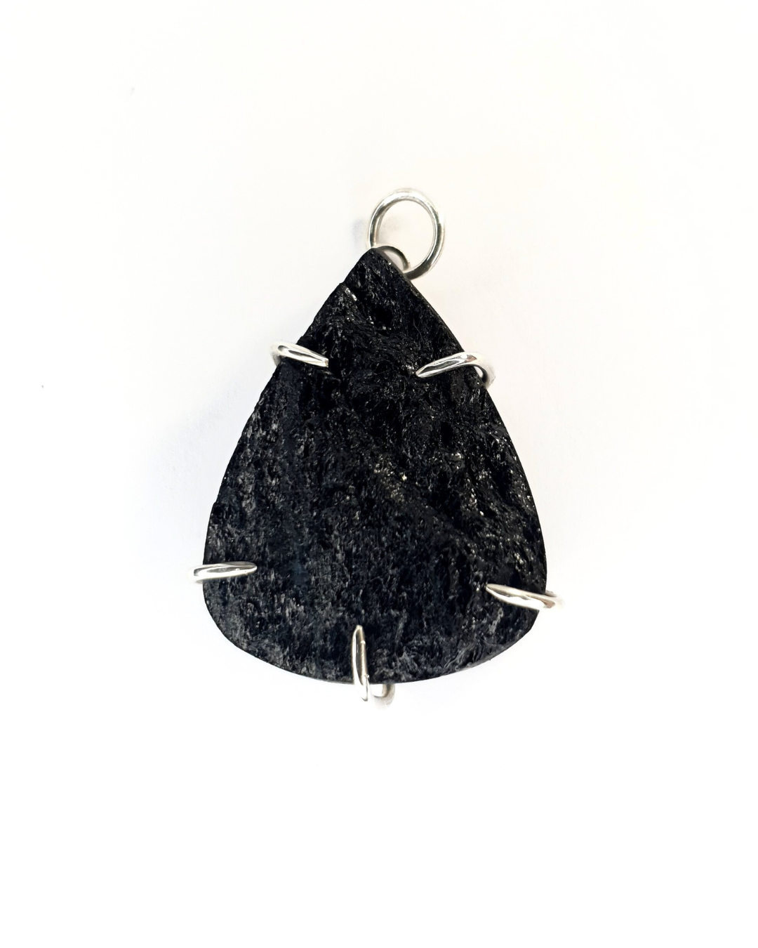 Black Tourmaline Teardrop Claw Pendant
