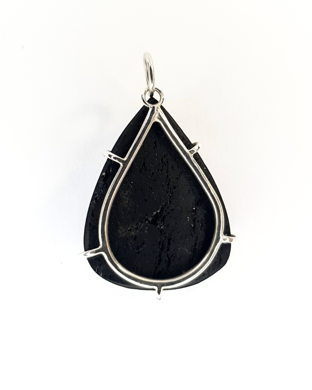 Black Tourmaline Teardrop Claw Pendant