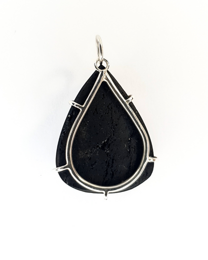 Black Tourmaline Teardrop Claw Pendant
