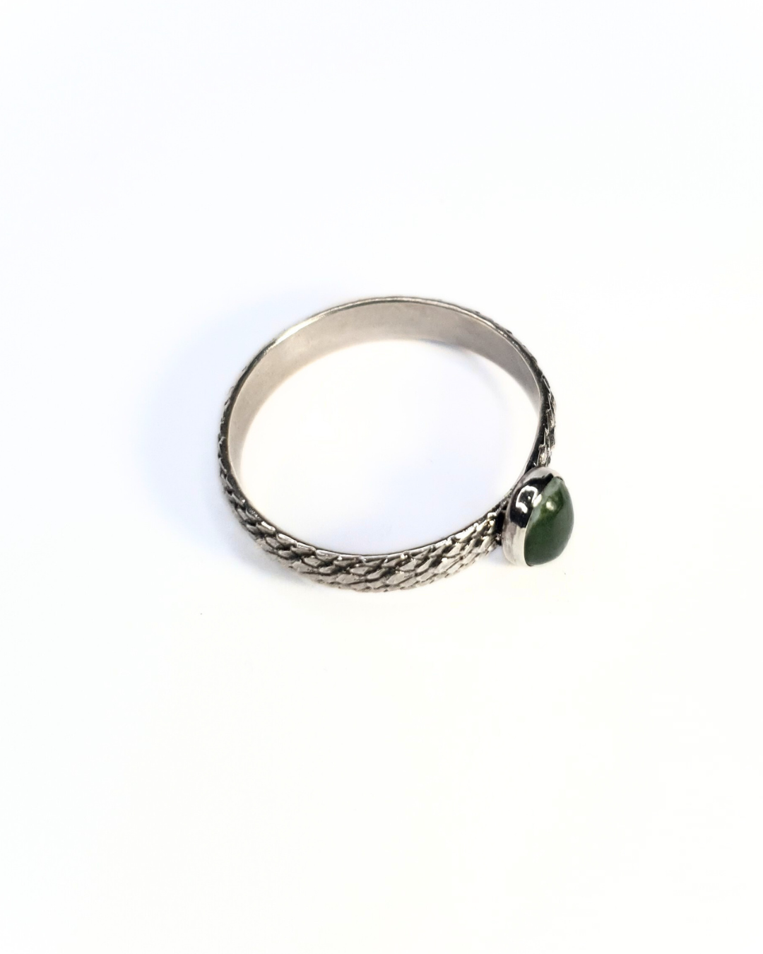 Moss Agate Serpent Ring - Size R 1/2