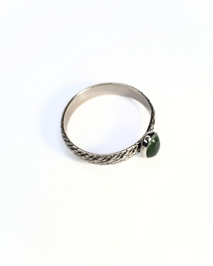 Moss Agate Serpent Ring - Size R 1/2