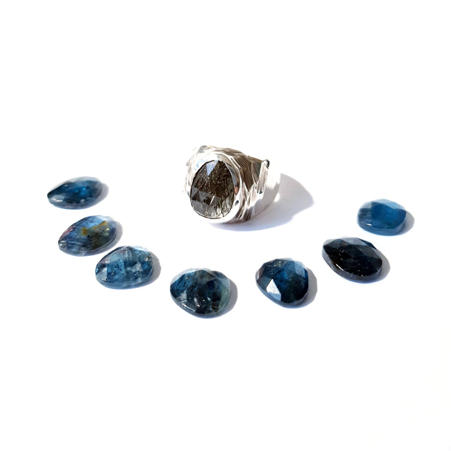 Blue Kyanite Ore Signet Ring