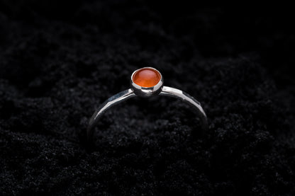 Carnelian Stacking Ring - Silver