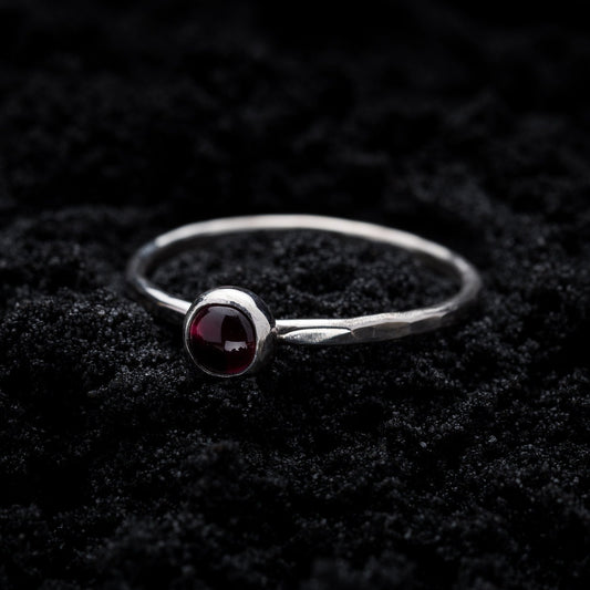 Garnet Stacking Ring - Silver