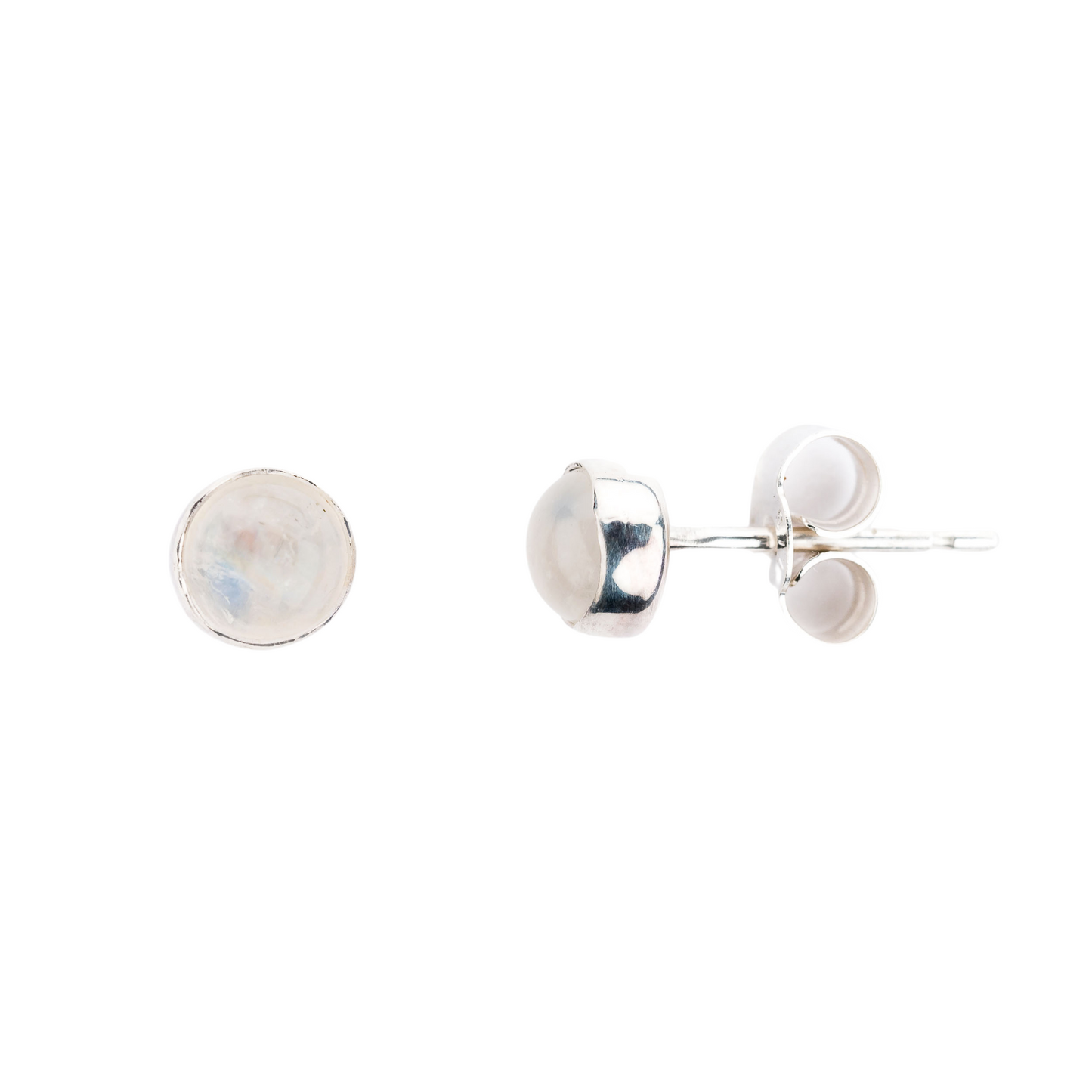 Rainbow Moonstone Stud Earrings (5mm)