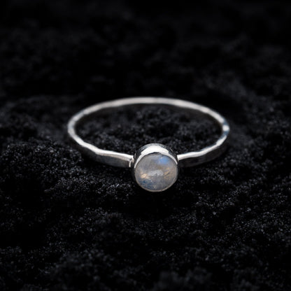 Rainbow Moonstone Stacking Ring - Silver