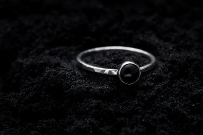 Onyx Stacking Ring - Silver