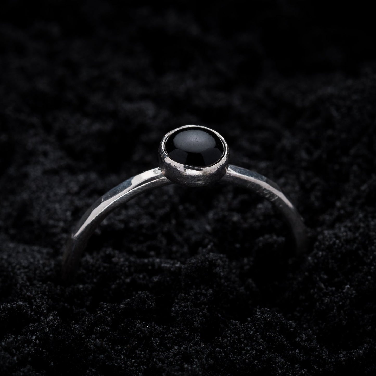 Onyx Stacking Ring - Silver
