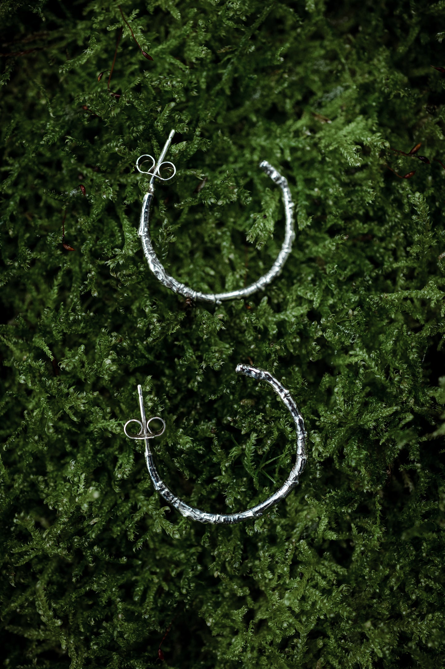 Silver Woodland Hoop Earrings